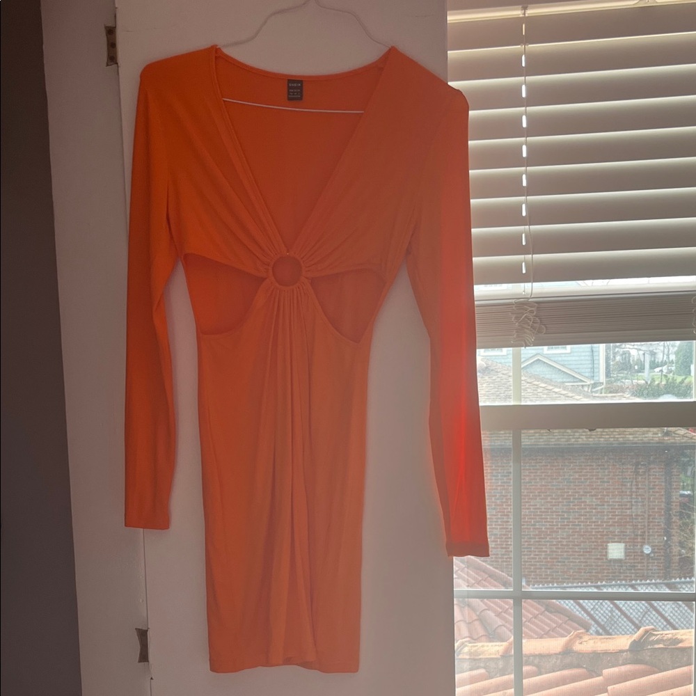 SHEIN Bold Orange Long Sleeve Dress